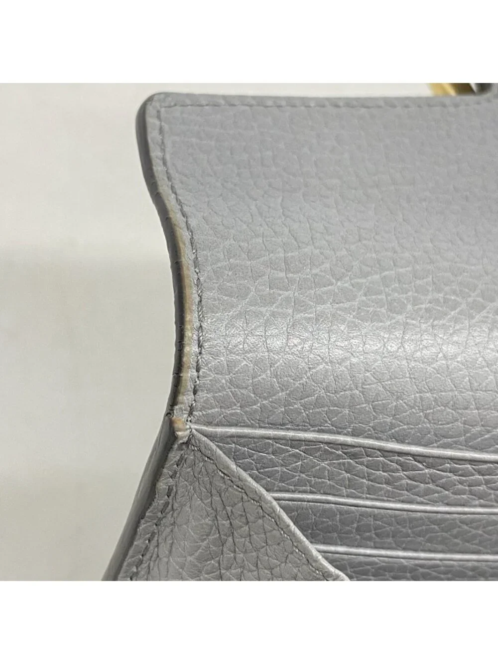 ★SOLD★ Gucci Wallet GG Marmont Leather Gray Gold - Picture 5 of 10